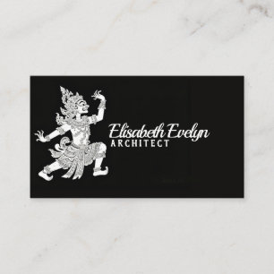 Javanese Hanoman Shadow Puppet Sketch on Black Business Card