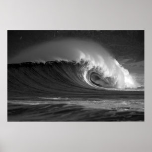 Java's Epic Wave - Black & White Surf  Poster