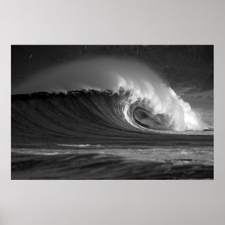 Java's Epic Wave - Black & White Surf  Poster