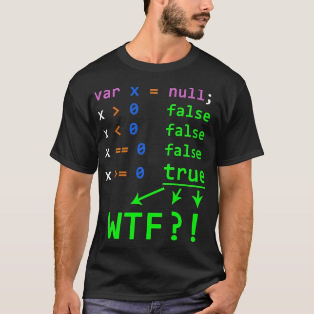 Javascript Programming Joke with null value for de T-Shirt (Front)