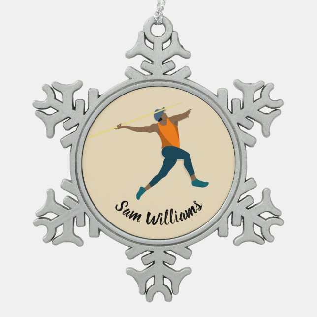 Javelin Snowflake Pewter Christmas Ornament (Front)