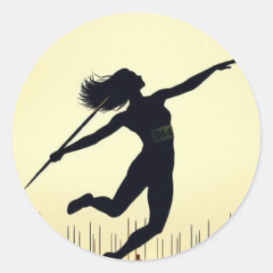 javelin throw girl classic round sticker