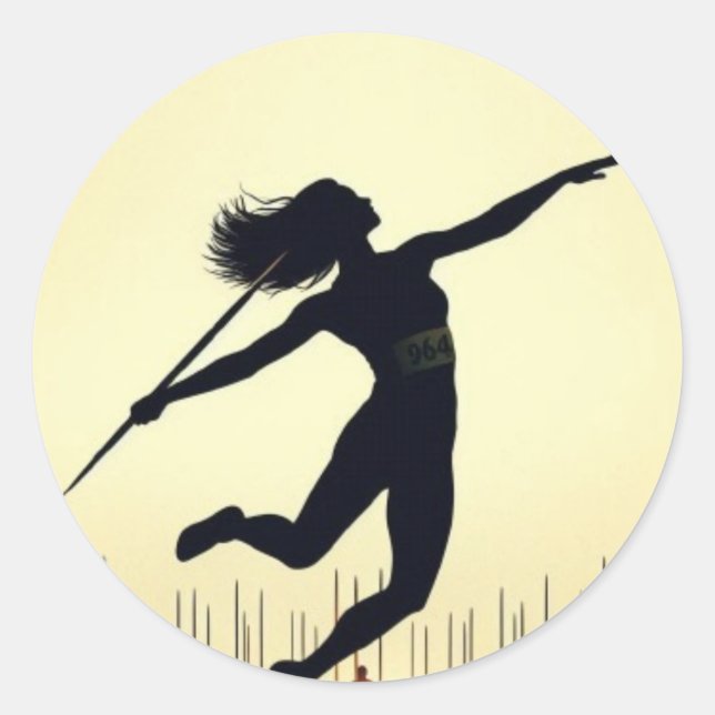 javelin throw girl  classic round sticker (Front)