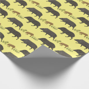 Javelina Family Portrait Desert Animals Pattern Wrapping Paper