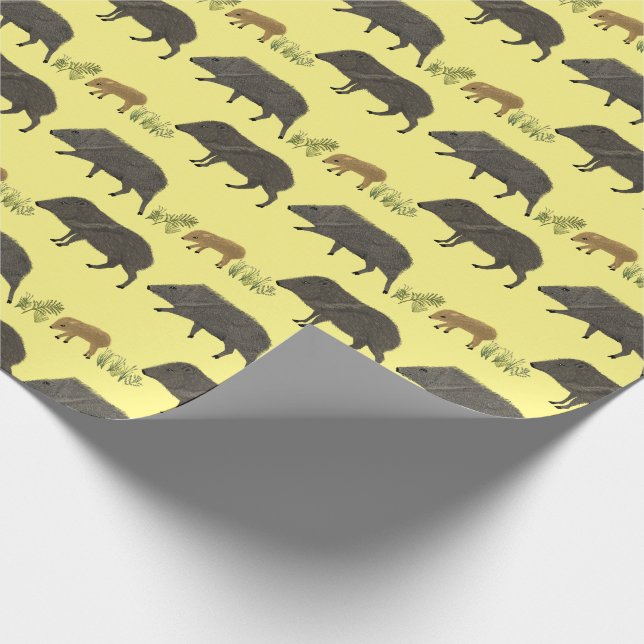 Javelina Family Portrait Desert Animals Pattern Wrapping Paper (Corner)