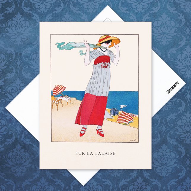 Javier Gose Seaside French Fashion Illustration Postcard (Creator Uploaded)