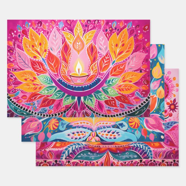 Jaw - dropping pink Diwali  Wrapping Paper Sheet (Set)