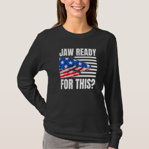 Jaw Ready For This Shark American Flag Grunge T-Shirt