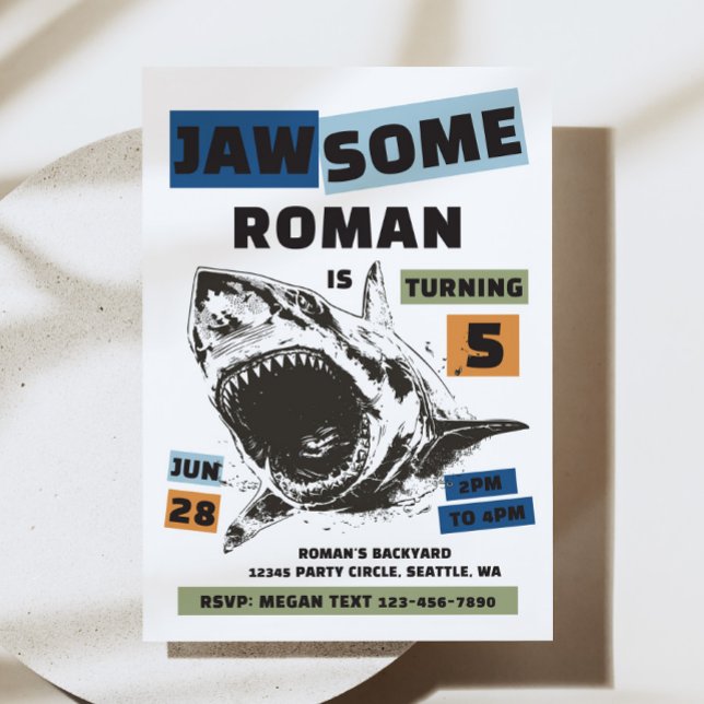 Jaw-Some Shark Birthday Invitation (Creator Uploaded)