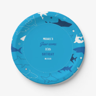 Jaw-some Shark Birthday Party Paper Plates