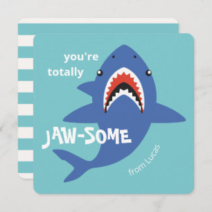 Jaw-some shark classroom valentines day card
