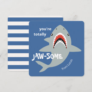 Jaw-some shark classroom valentines day card