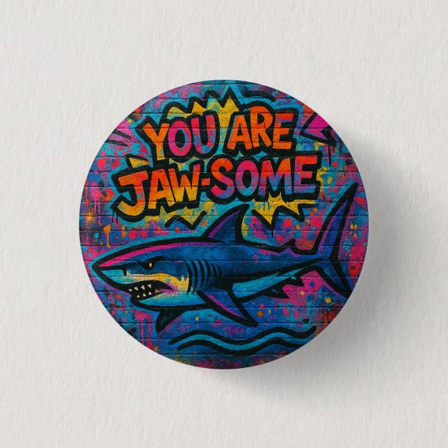Jaw-some Shark Graffiti 3 Cm Round Badge (Front)