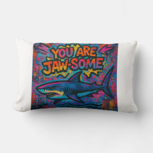 Jaw-some Shark Graffiti Lumbar Cushion