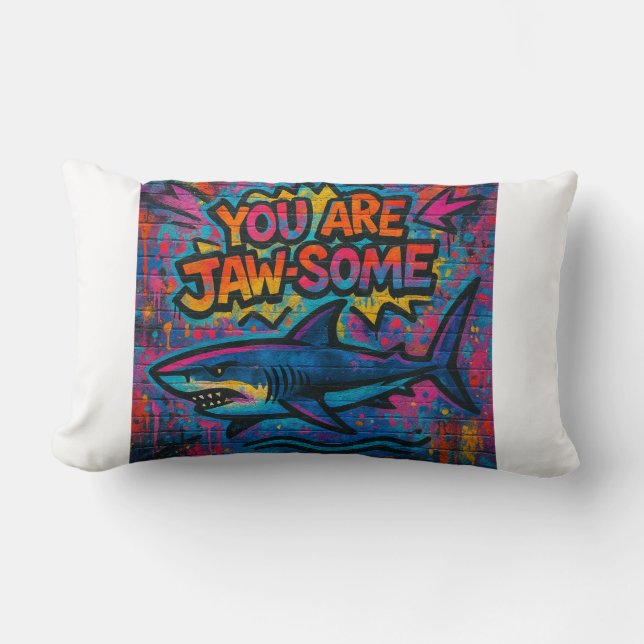 Jaw-some Shark Graffiti Lumbar Cushion (Front)