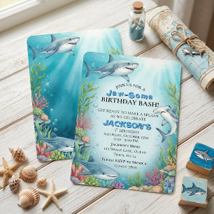 Jaw some Shark Kids Birthday Invitation