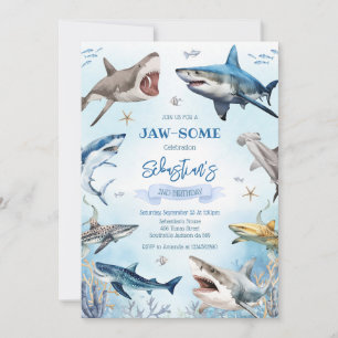 Jaw-Some Shark Party Under the Sea Birthday Invitation