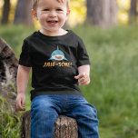 "Jaw-some" Shark Toddler T-Shirt<br><div class="desc">Cute shark themed t-shirt features a smiling blue shark with "jaw-some" beneath in orange comic book style lettering.</div>