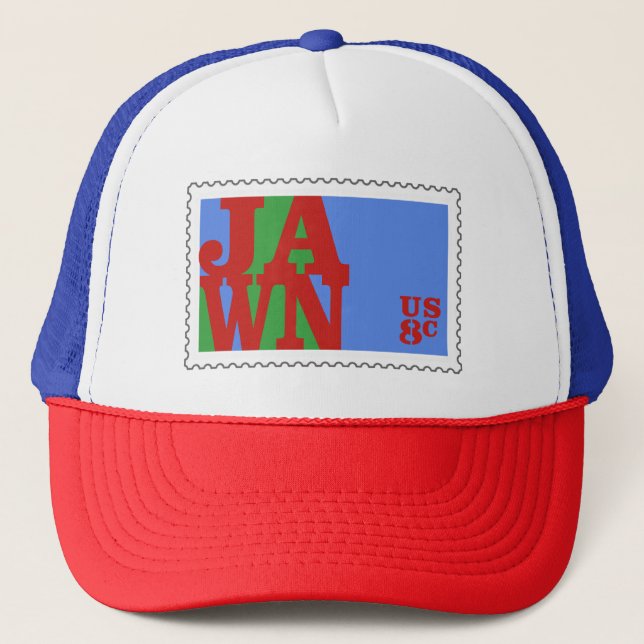 JAWN Philly Stamp 70s Retro LOVE  Trucker Hat (Front)