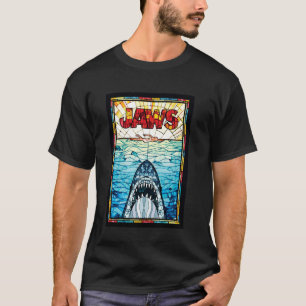 Jaws 50th Anniversary Poster Stained Glass Front & T-Shirt