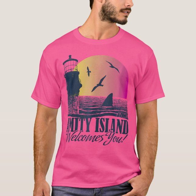 Jaws Amity Island Welcomes You Sunset T-Shirt (Front)