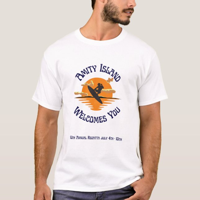 Jaws the movie Amity Island Welcomes you T-Shirt (Front)
