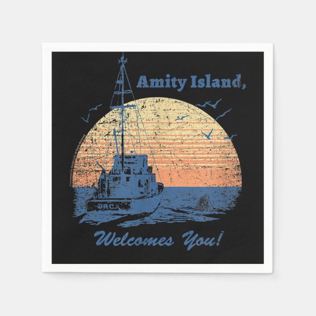 Jaws Vintage Amity Island  Napkin (Front)
