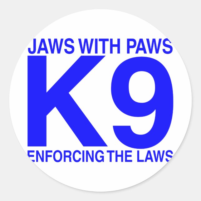 Jaws with Paws enforcing the Laws Classic Round Sticker (Front)