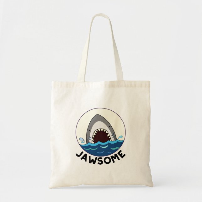 Jawsome Funny Shark Teeth Pun  Tote Bag (Front)