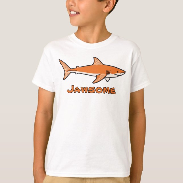Jawsome orange Shark Kids T-Shirt (Front)