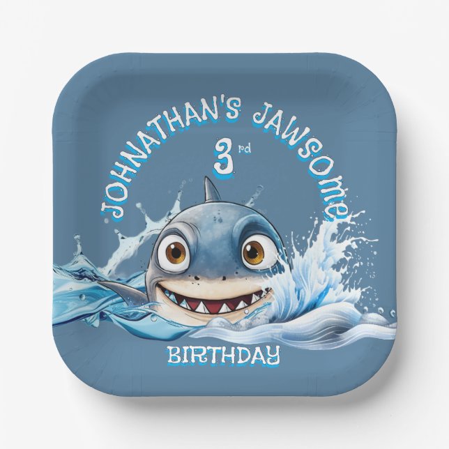 Jawsome Shark Plate | Toddlers blue birthday (Front)