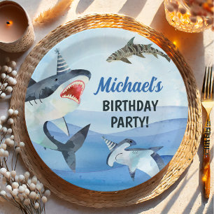 Jawsome Shark Under The Sea Birthday Paper Plate