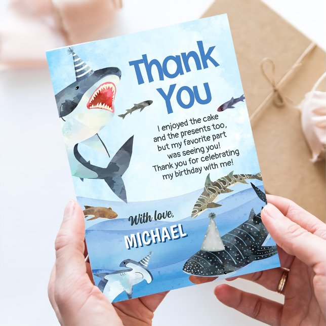 Jawsome Shark Under The Sea Birthday Thank You Card (Creator Uploaded)