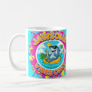 Jawsome Vibes Only Shark Cartoon Coffee Mug