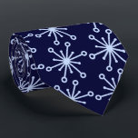 Jax Snowflake Foulard Deep Navy Two-sided Tie<br><div class="desc">Dark navy and light blue colorway. This tie is inspired by advertising art of the fifties. This graphical snowflake is light blue shown here on a navy background. (All background colours are customisable.) Fun tie for that conservative male with a sense of humour & a passion for life, especially for...</div>