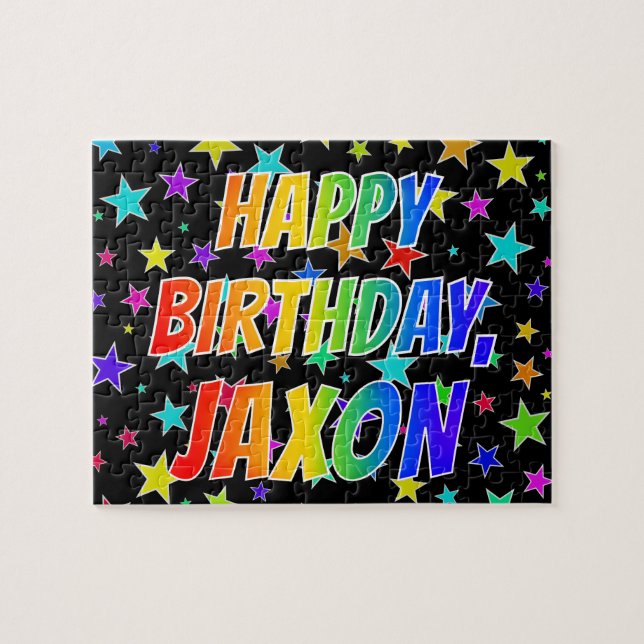 "JAXON" First Name, Fun "HAPPY BIRTHDAY" Jigsaw Puzzle (Horizontal)