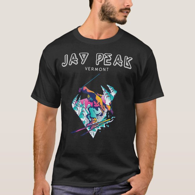 Jay Peak Vermont  Retro Skier T-Shirt (Front)