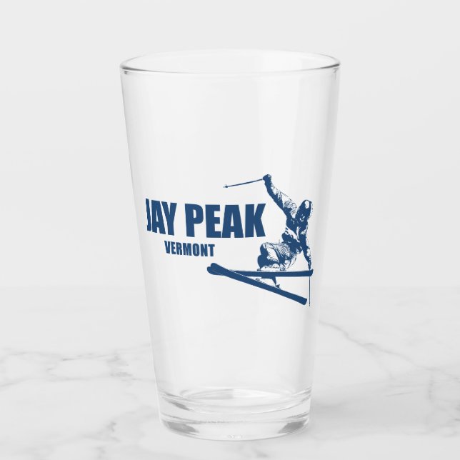 Jay Peak Vermont Skier Glass (Front)