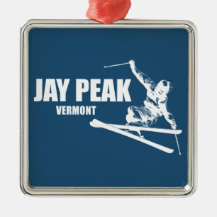 Jay Peak Vermont Skier Metal Tree Decoration