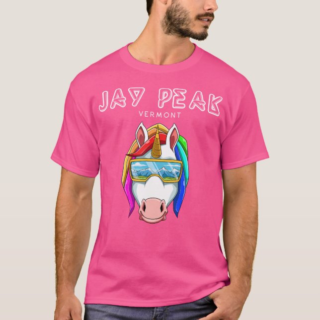 Jay Peak Vermont Usa Ski And Snowboard Unicorn T-Shirt (Front)