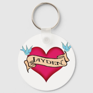 Jayden - Custom Heart Tattoo T-shirts & Gifts Key Ring