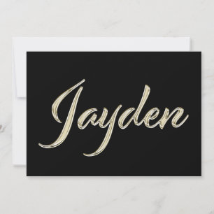 Jayden Name white gold Handwriting Card