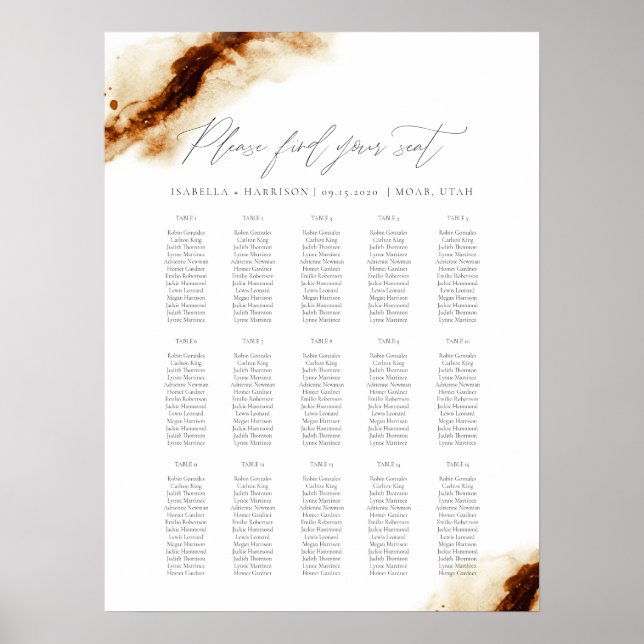 JAYLA | Boho Terracotta Burnt Orange Seating Chart (Front)