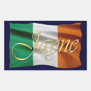 JAYNE Name & Irish Flag Personalised Stickers
