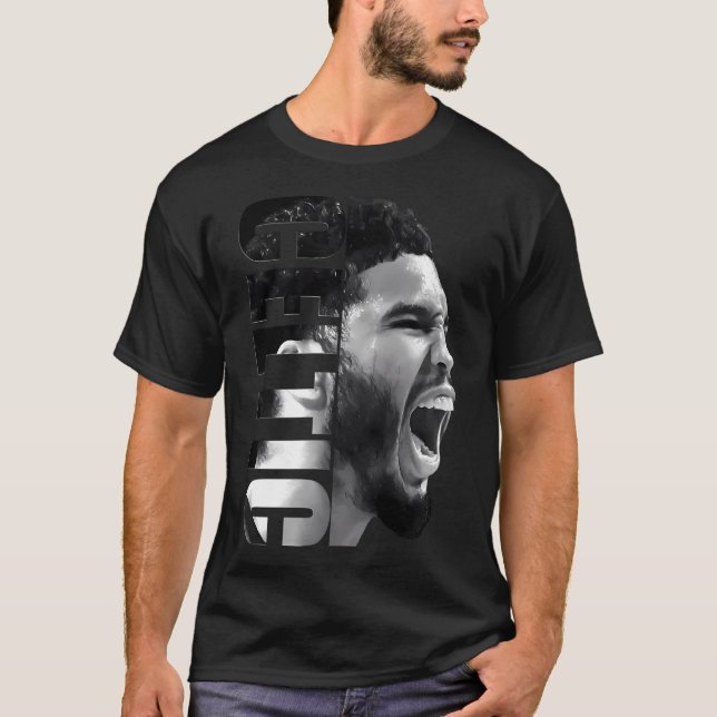 Jayson Tatum -  Black  White T-Shirt (Front)