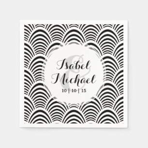 Jazz Age Art Deco Elegance Black and White Napkin