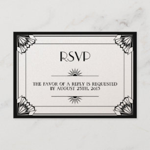 Jazz age black Art Deco RSVP wedding response
