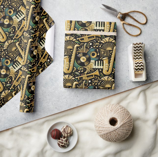 Jazz Age Music Pattern Wrapping Paper (Crafts)
