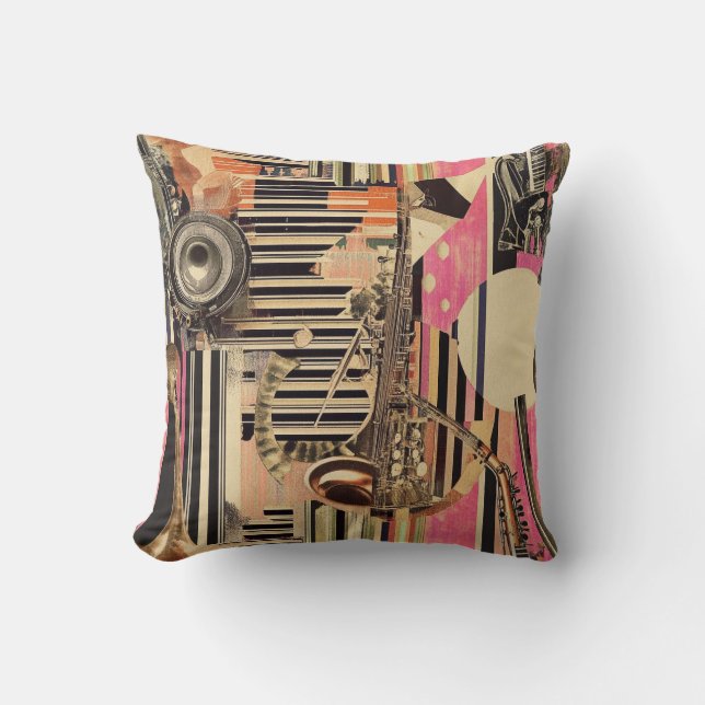 Jazz Age Musician 1920s Dadaist Style Cushion (Front)