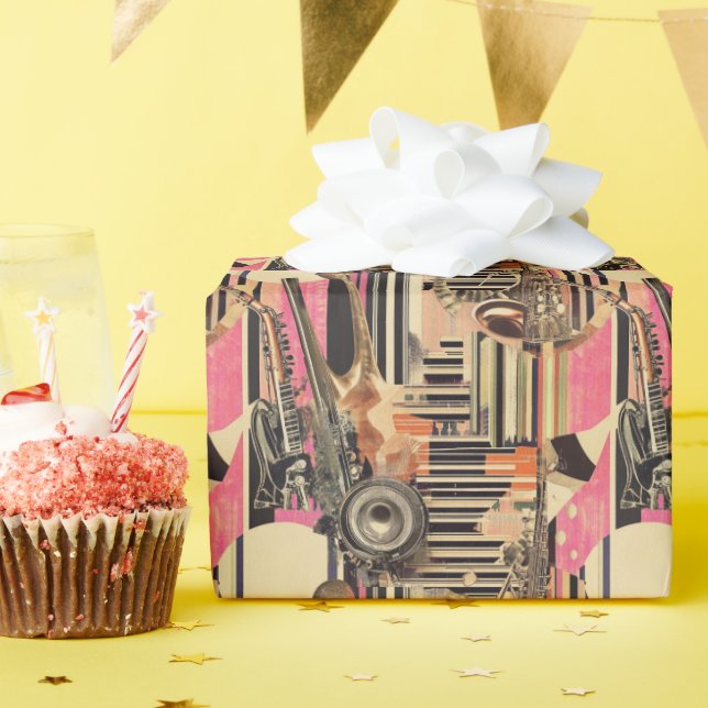 Jazz Age Musician 1920s Dadaist Style Wrapping Paper (Birthday Party)